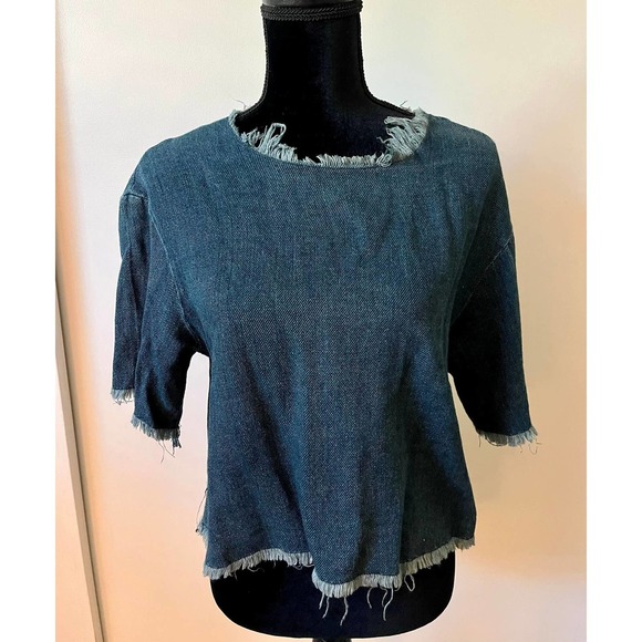 Simon Miller Short Sleeved Chambray Top - Size 2 (Medium) - Picture 1 of 5